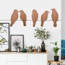 Decoración en madera caoba - familia de pájaros (5 piezas)