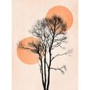 Fototapet Sol og måne i orange - Kubistika