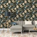 A.S. Création History of Art Papier peint floral Bleu, Vert, Crème 