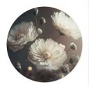 Póster Flores Blancas con Polvo de Oro - Treechild - Redondo