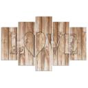 5 stykke lærredsprint, Love Inscription Boards Brun