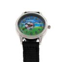 Kinder Armbanduhr - Lernuhr analog - Fußball schwarz