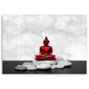 Canvasbillede, Rød Buddha på sten