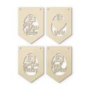 Decoración en madera álamo - cadena de banderines de Pascua - refranes (set de 4) incl. cuerda de al