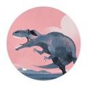 Póster Habitación Infantil - Giganotosaurus Redondo - Marrón