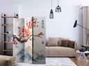 Screen room divider - Fuji i kirsebærtræets blomstrende ramme, 3-delt