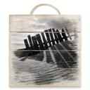 Cuadro de madera paisaje playa - 40x41,5 cm