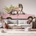 Fotomural de Tigre sobre coche rosa - Bodart