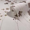 Papel pintado no tejido hojas, ramas naturaleza floral mate en beige