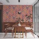 Retro tapet med blomster - blomstret Ikke-vævet tapet rød blå - vintage mønster tapet