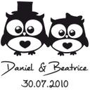 Wallsticker -  + Navn Ugle  Bryllup