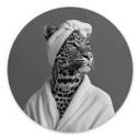 Royale Spa time-out med leopard - Rahner - rund – print på aluminium (Alu-Dibond)
