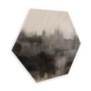 Hexagone - Placage bois de bouleau - Nouveauprints - Coups de pinceau d'aquarelle (noir)