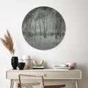 Wanddecoratie nevelwoud aan het meer met reiger in het groen - Ms Tiff - Alu-Dibond Rond