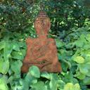 Buddha Gartenstecker Edelrost Optik Metallschild - 29x65x1 cm