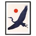 Póster Kubistika - Grulla con sol rojo