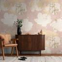 blomstret tapet i pastelrosa beige - non-woven tapet blomstermønster - romantisk tapet