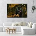 Canvasbillede, Sort kat guld abstrakt