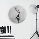 Tableau sur verre rond Banksy - Graffiti is a crime