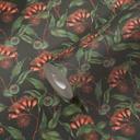 Papel pintado floral con ramas de olivo verde negro - papel pintado no tejido floral con aceitunas