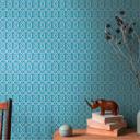 retro tapet i grafisk stil blå grå - vintage geometrisk non-woven tapet