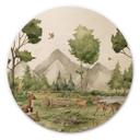Væg cirkel træ Oliver Robins - Cute Forest Animals
