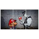 3 stykke lærredstryk, Banksy Mario Graffiti