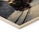 Billede af træ damplokomotiv i en snedækket skov - Melloi Art Prints