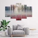 5 stykke lærred Print Fog Forest Glade Flowers