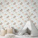 Børnetapet, non-woven tapet med illustration Kids Walls hvid, grøn, brun