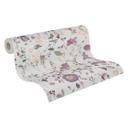 Blomstertapet blomster akvarel - Ikke-vævet tapet i lilla lilla beige - romantisk blomstertapet