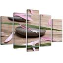 5 stykke lærredstryk Stone Zen blomster