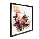 Póster Pagoda japonesa con cerezos en flor - Jaszke - Cuadrado