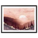 Póster de una puesta de sol rosa sobre el bosque - SpaceFrog Designs
