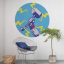 Selvklæbende non-woven tapet - Avengers Thors Hammer Pop Art - 125 x 125 cm
