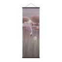 Textielposter lotusbloemen met zwaan in water in donkerroze - Ms Tiff - Panorama
