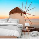 GreekWindmill landskabstapet i blåbrun - non-woven tapet Designwalls 2 - 2,55 x 3,5 m