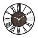 Design vægur Wood & Steel med valnøddetræslook og romertal Ø40 cm