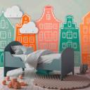 Fantasy HouseRow tapet i grøn gul - non-woven tapet Designwalls 2 - 2,55 x 3,5 m