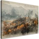 Canvasbillede, efterårsskov i tåge