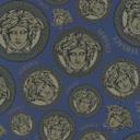 Versace tapet i blå og beige luksus non-woven tapet med medusa hoved design tapet