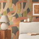 Abstrakt tapet med mønster i terracotta grøn beige - kunstnerisk ikke-vævet tapet