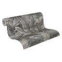 Elegante papel pintado de hojas en gris - Elegante papel pintado no tejido con follaje para interiores modernos
