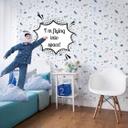 Børnetapet, non-woven tapet med illustration Kids Walls hvid, blå