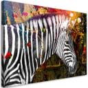 Canvasbillede, Zebra på farverig baggrund