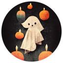 Tapet cirkel Treechild - Little Ghost - vliesetapet/selvklæbende non-woven tapet