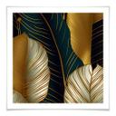 Póster abstracto de hojas de palmera doradas - Cuadrado