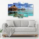 5 stykke lærredstryk Tropical Sea Beach House