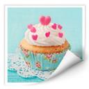 Zelfklevende Poster - Hearts on cupcake