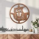 Décoration en bois logo FC Hansa Rostock - bois d'acajou rond Ø38 cm